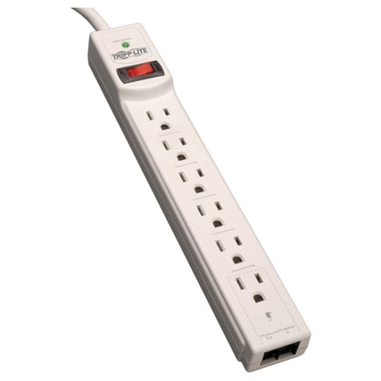 Eaton Tripp Lite Series Protect It! 6-Outlet Surge Protector, 8 ft. (2.43 m) Cord, 990 Joules, Tel/Modem Protection, Gray Housing