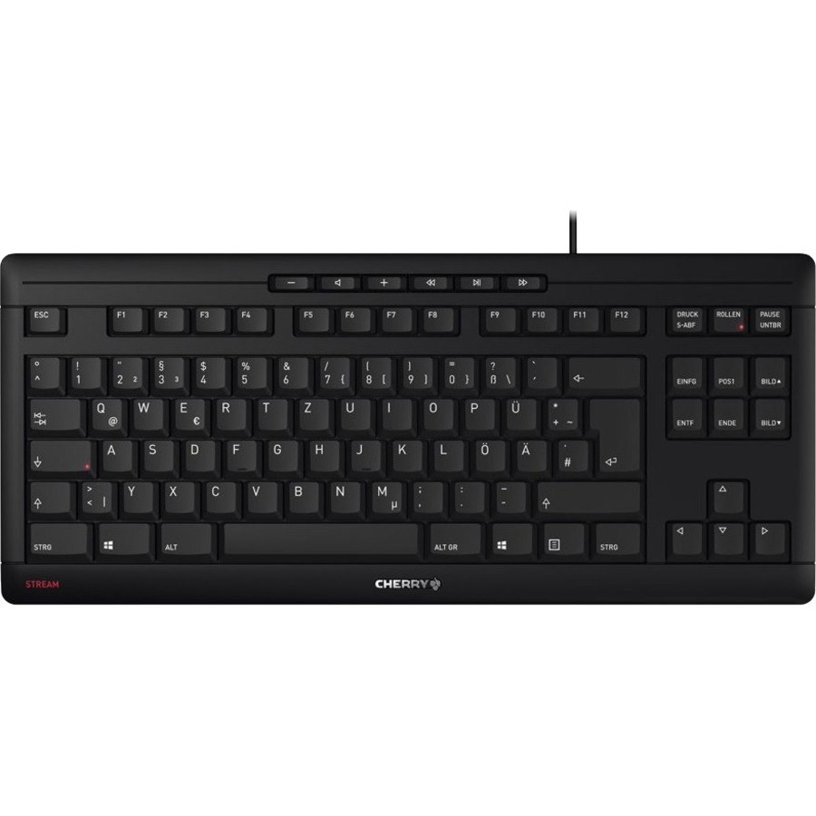 CHERRY STREAM Keyboard - Cable Connectivity - USB Type A Interface - Switzerland - QWERTZ Layout - Black