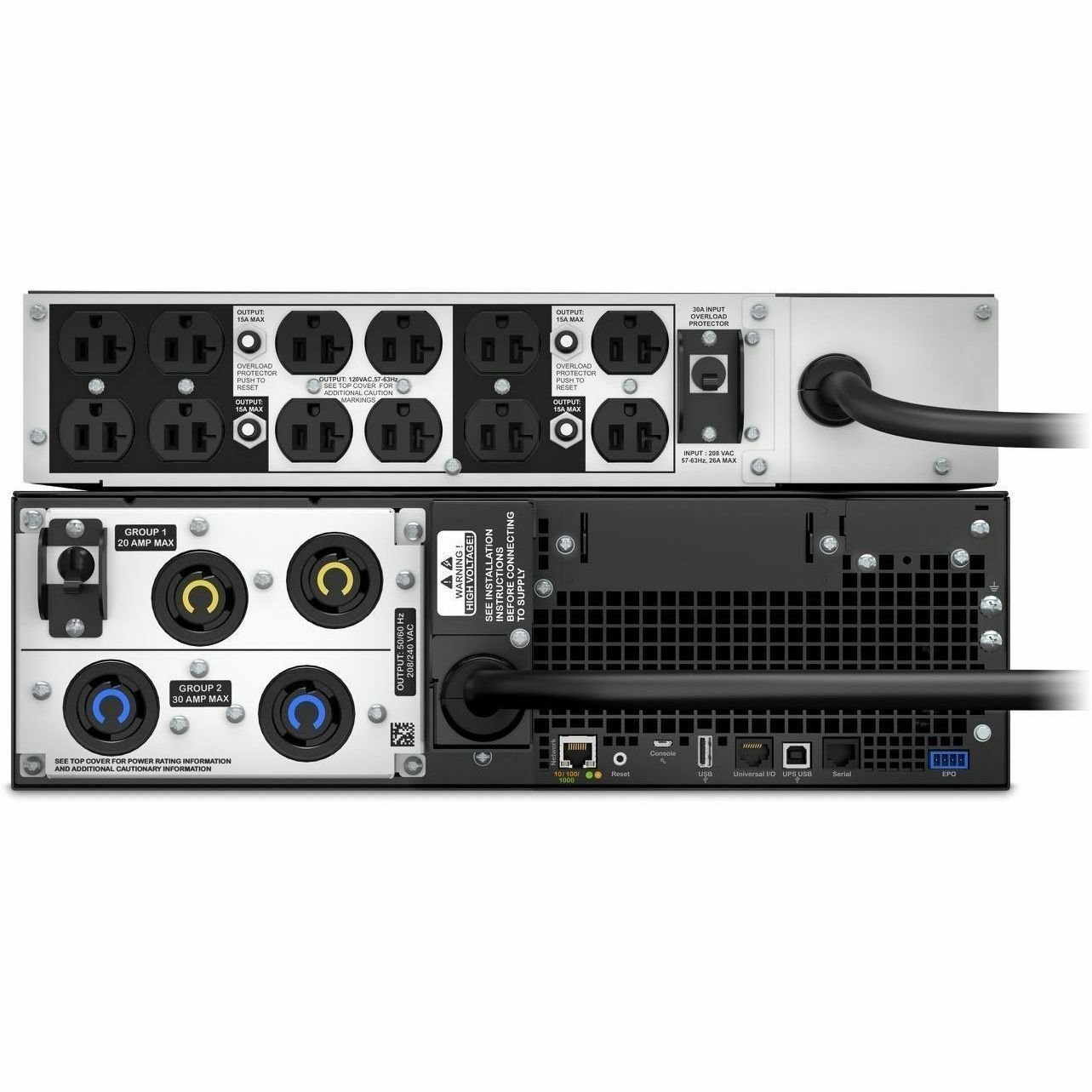 APC Smart-UPS On-Line, 5kVA, Rackmount 5U, 208V, 12 5-20R+2 L6-20R+2 L6-30R NEMA, Network Card+SmartSlot, W/ rail kit, W/ transformer 208V to 120V [TAA]