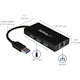 StarTech.com 3 Port Portable USB 3.0 Hub with Gigabit Ethernet Adapter NIC - 5Gbps - Aluminum w/ Cable
