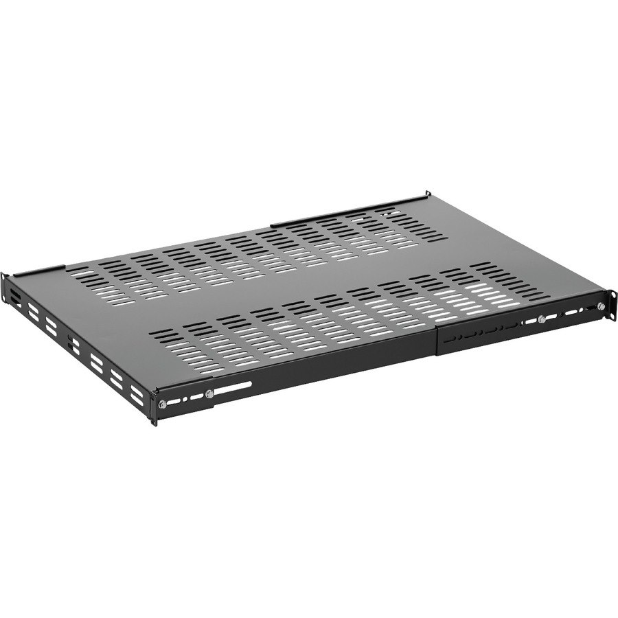 StarTech.com 1U 4-Post 19.5 to 38in Adjustable Mounting Depth Vented Rack Mount Shelf - Heavy Duty Fixed Rack Shelf - 330lbs / 150kg - 27.5in Deep