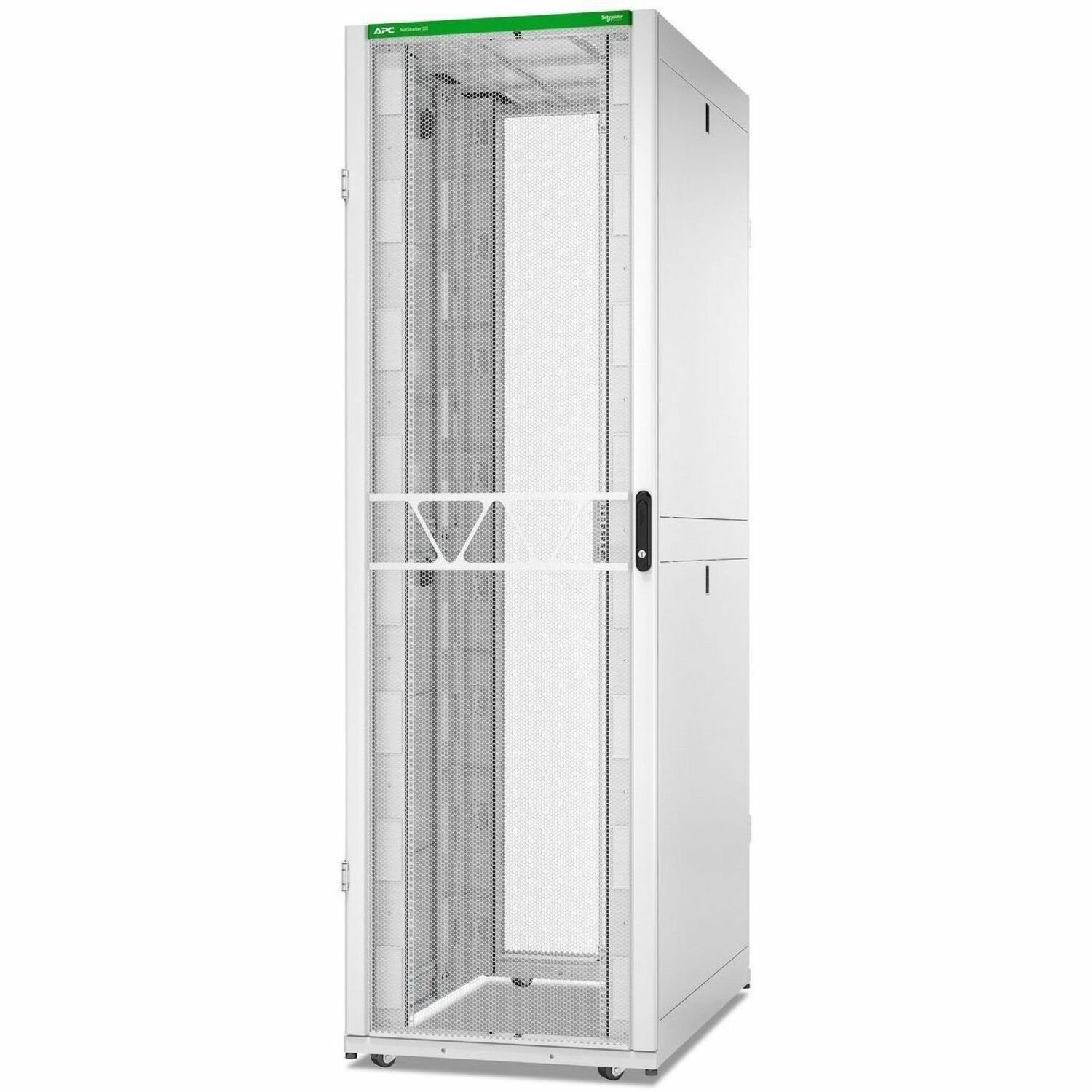 APC by Schneider Electric NetShelter SX 52U Enclosed Cabinet Rack Cabinet for Server, Data Center - 482.60 mm Rack Width x 1048 mm Rack Depth - White - TAA Compliant