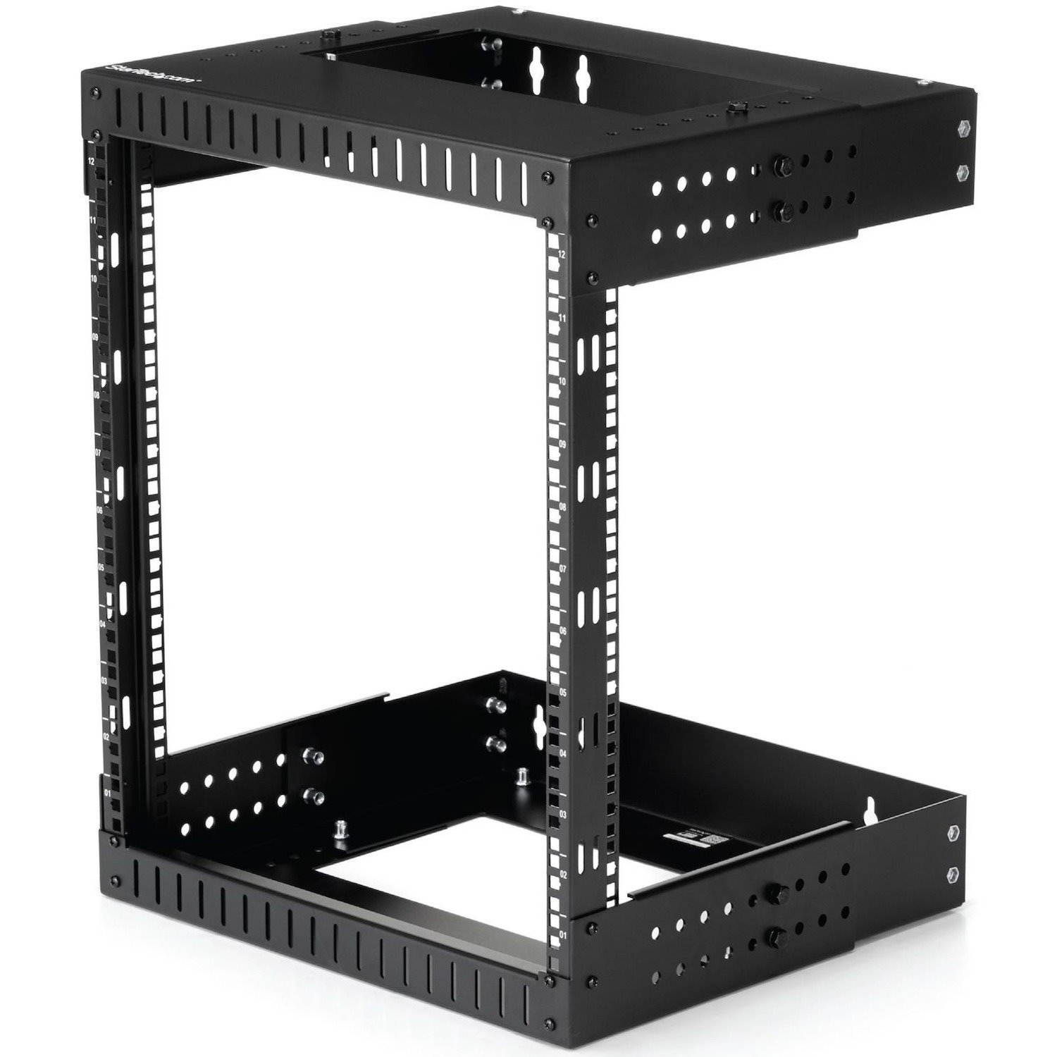 StarTech.com 2-Post 12U Heavy-Duty Wall Mount Network Rack, 19" Open Frame Server Rack with Adjustable Depth, Data Rack for IT Equipment~