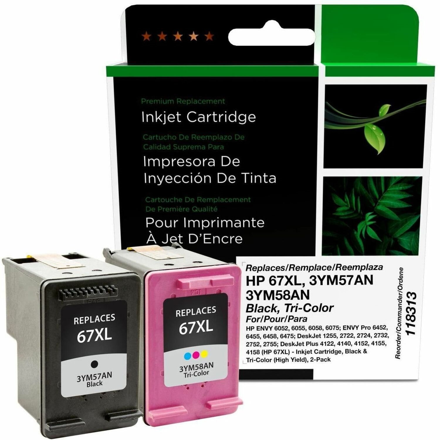 Clover Imaging Remanufactured High Yield Black, Tri-Color Ink Cartridges for HP 67XL 2-Pack