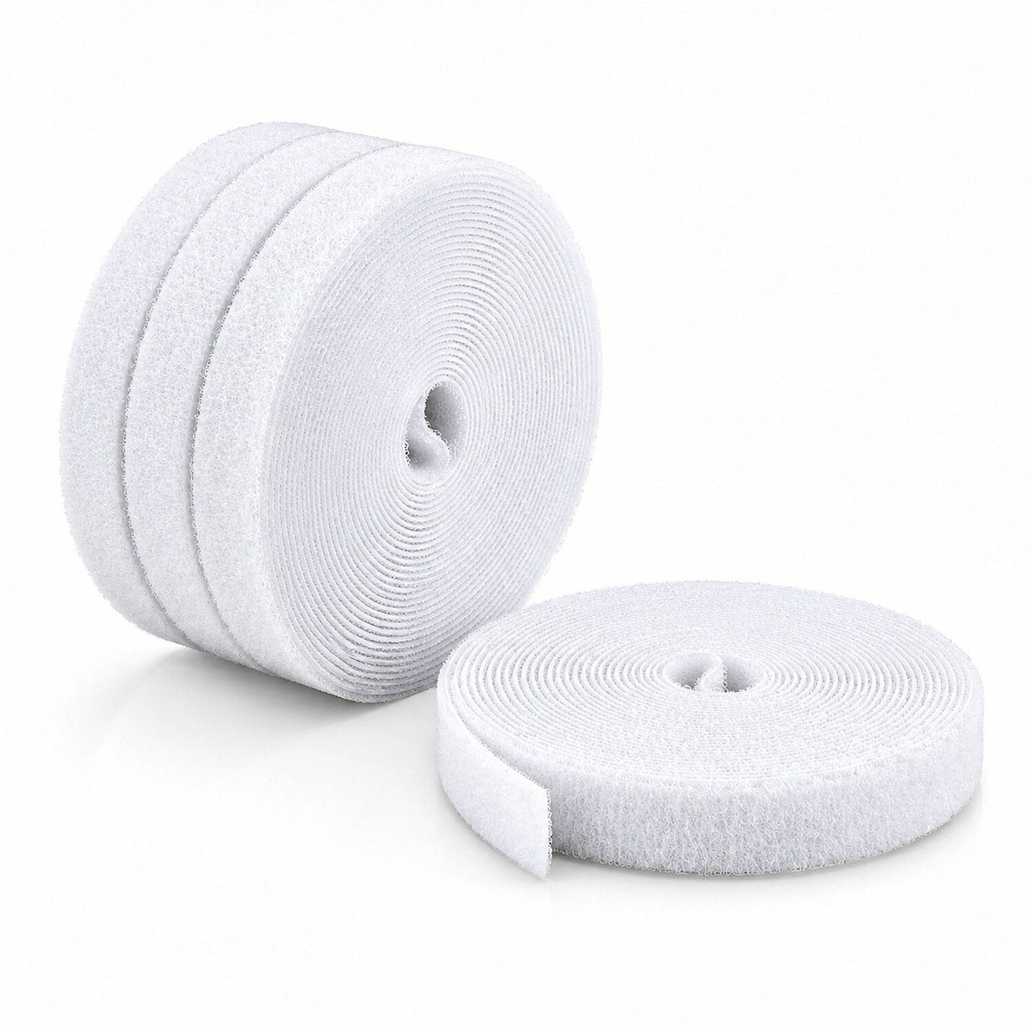 StarTech 4-pack 15ft (4.6m) Hook and Loop Roll, 0.5in Wide, White, Cut-to-Size Reusable Cable Ties, Fastener Tape, Bulk Roll