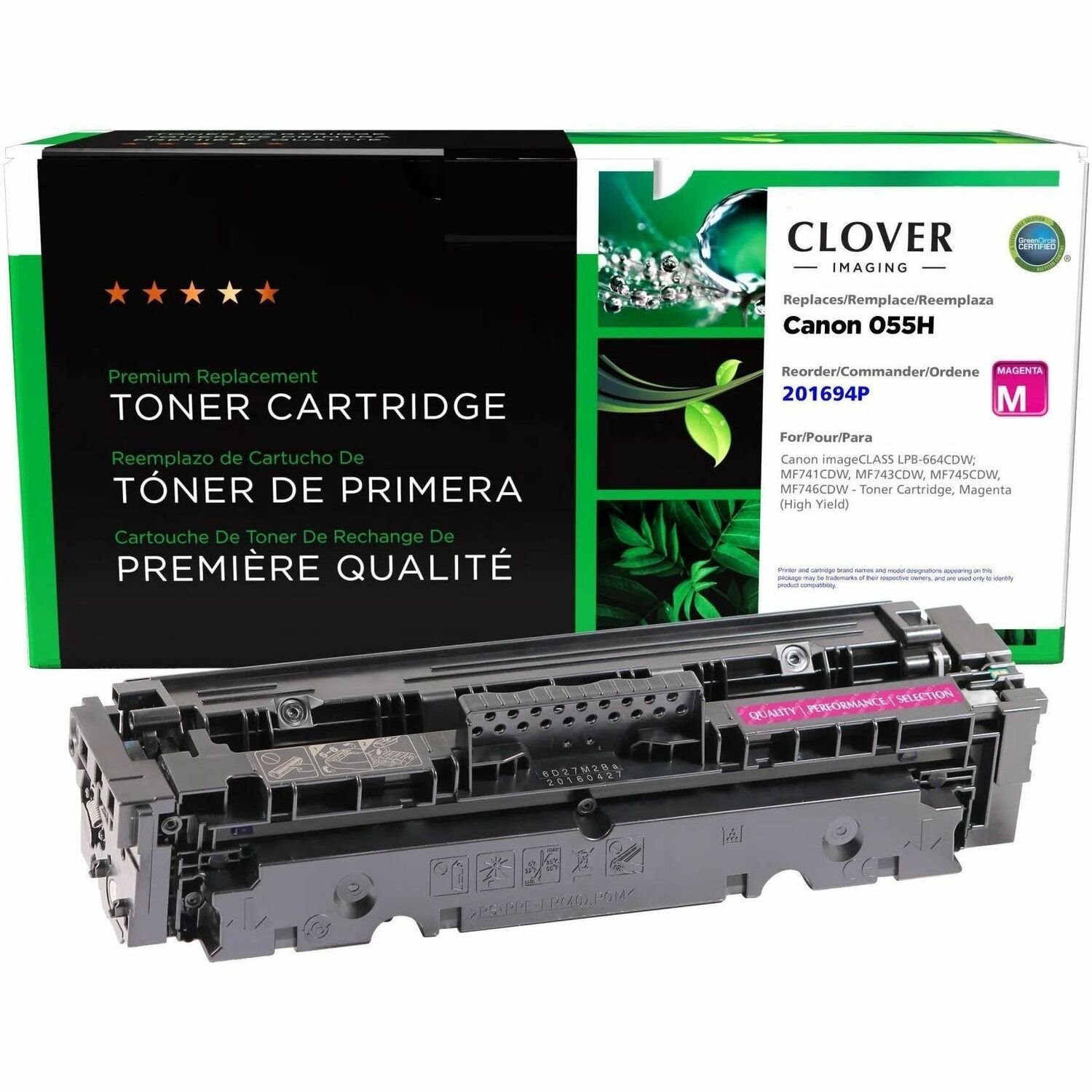 Clover Remanufactured High Yield Magenta Toner Cartridge for Canon 055HM (3018C001)