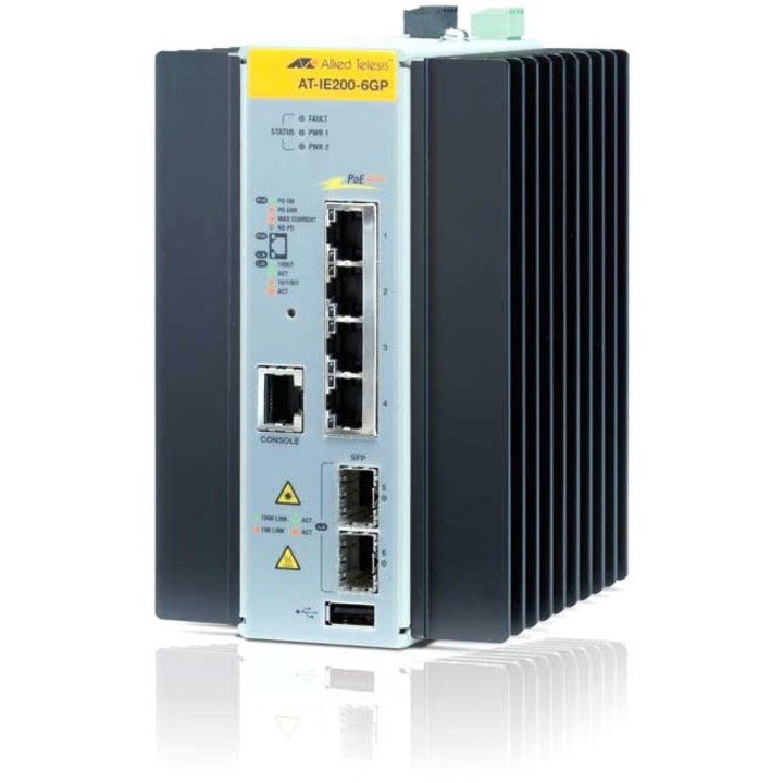 Allied Telesis IE200 AT-IE200-6GP 4 Ports Manageable Ethernet Switch - 10/100/1000Base-T, 1000Base-X