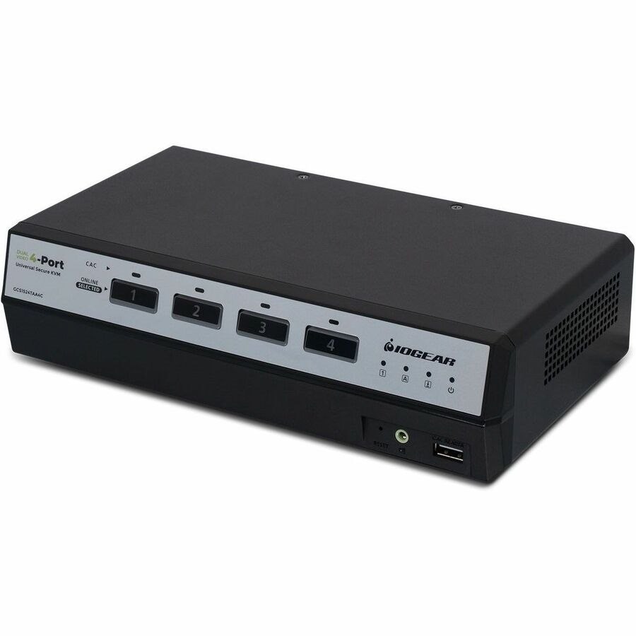 IOGEAR 4-Port Dual View True Universal (DP/HDMI) Secure KVM Switch w/Audio and CAC Support