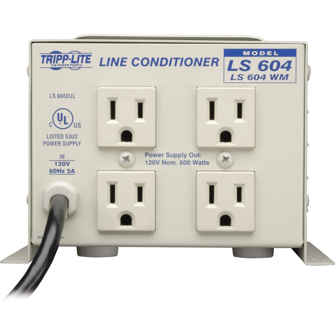 Tripp Lite by Eaton 600W 120V Wall-Mount Power Conditioner with Automatic Voltage Regulation (AVR), AC Surge Protection, 4 Outlets