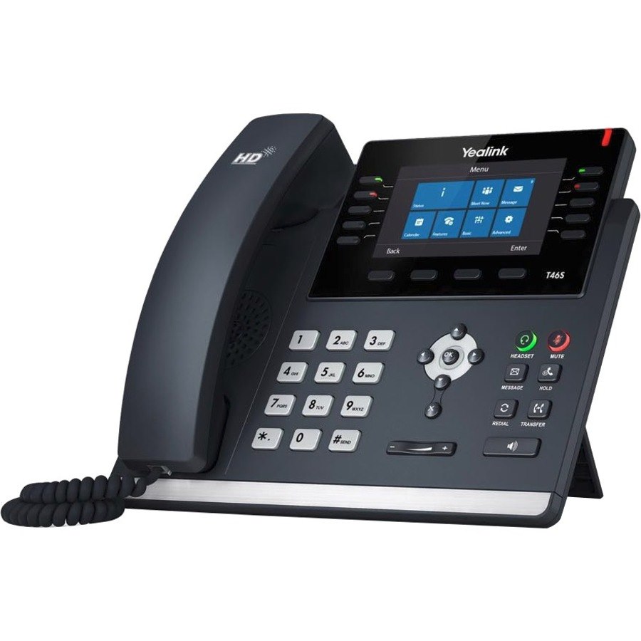 Yealink T46S-SFB IP Phone - Corded/Cordless - Corded - Bluetooth - Wall Mountable - Black