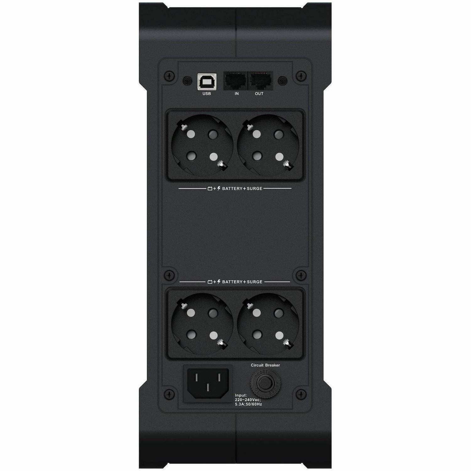 Vertiv PowerUPS 200 Line Interactive PSA6-1000IT-SCH, 1000VA/625W, AVR, USB Charging, Color LCD, User-Replaceable Battery, 4 Schuko Outlets, Three-Year Warranty
