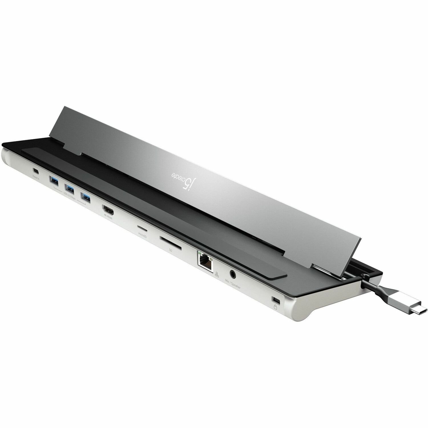 j5create JCD533 USB Type C Docking Station for Notebook, Monitor, Headphone, Microphone - Memory Card Reader - SD - Grey