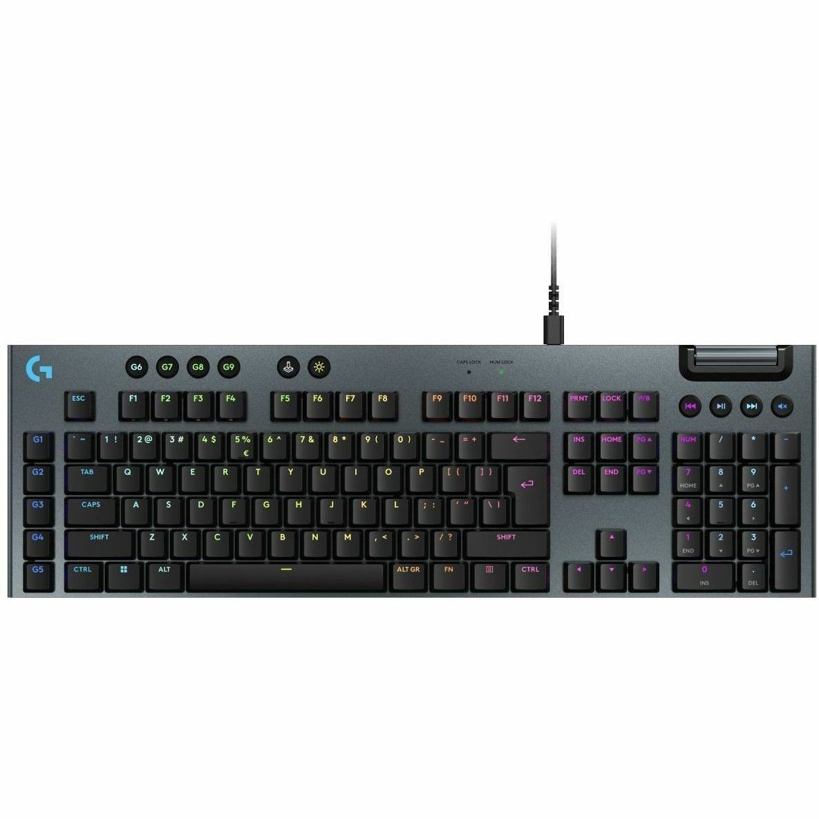 Logitech G G915 X Gaming-toetsenbord - Kabel Verbinding - USB Interface - RGB LED - Engels (US) - QWERTY indeling - Zwart