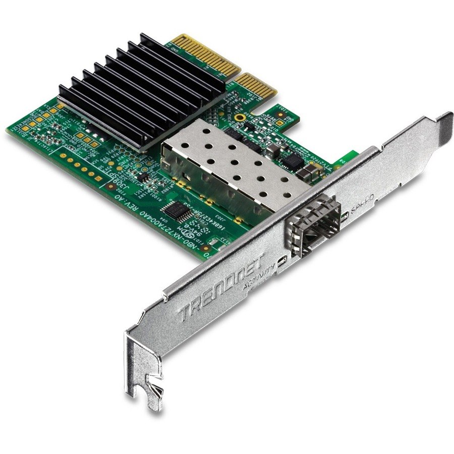 TRENDnet 10 Gigabit PCIe SFP+ Network Adapter, Convert A PCIe Slot Into A 10G SFP+ Slot, Supports 802.1Q, Standard & Low-Profile Brackets Included, Compatible With Windows & Linux, Black, TEG-10GECSFP