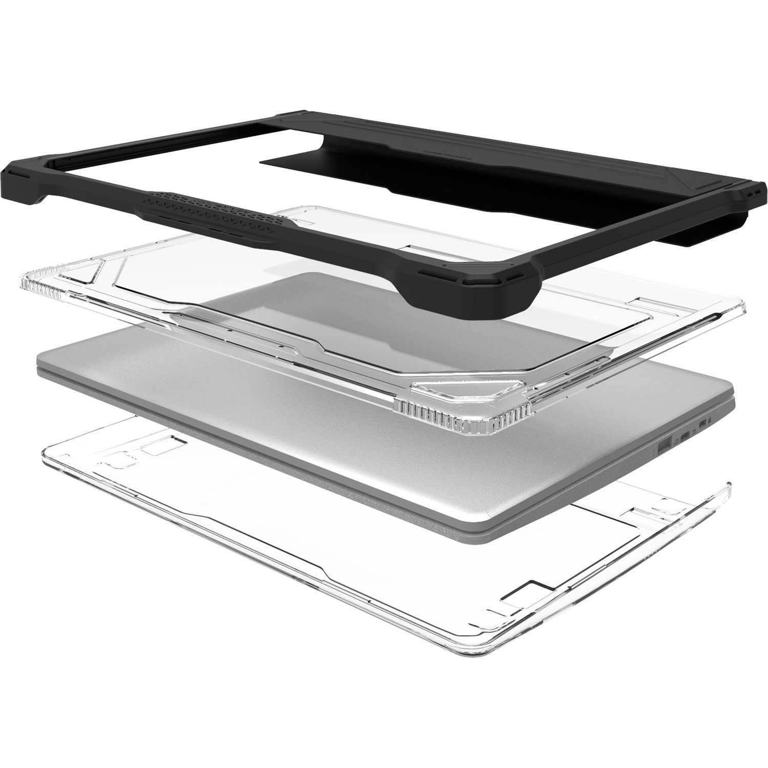 MAXCases Extreme Shell-L Rugged New Case for HP Chromebook - Textured Grip - Black/Clear - TAA Compliant