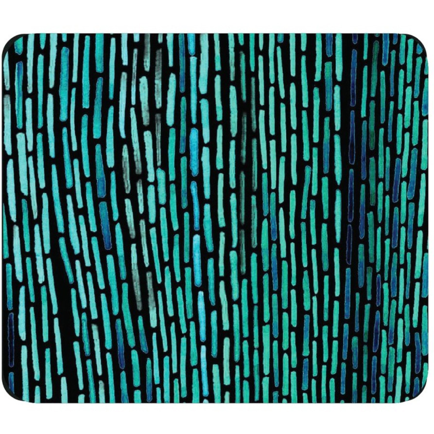 OTM Prints Black Mouse Pad, Dashes Peacock