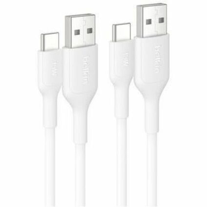 Belkin USB-A to USB-C Cable 15W, 3.3ft/1m, White, 2-pack