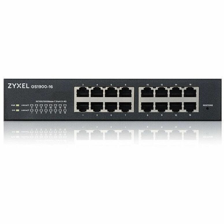 ZYXEL GS1900-16 REV 03F 16-Port Gigabit Smart Managed Switch | Fanless