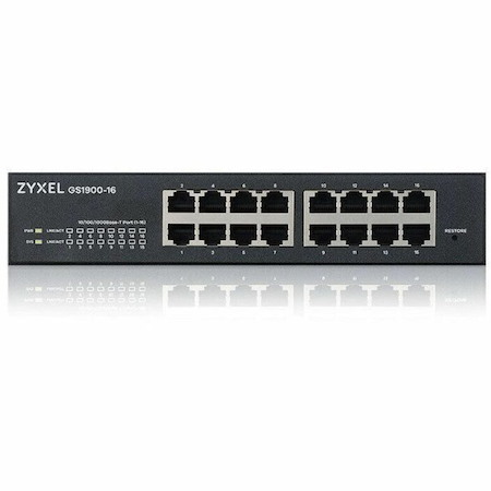 ZYXEL GS1900-16 REV 03F 16-Port Gigabit Smart Managed Switch | Fanless