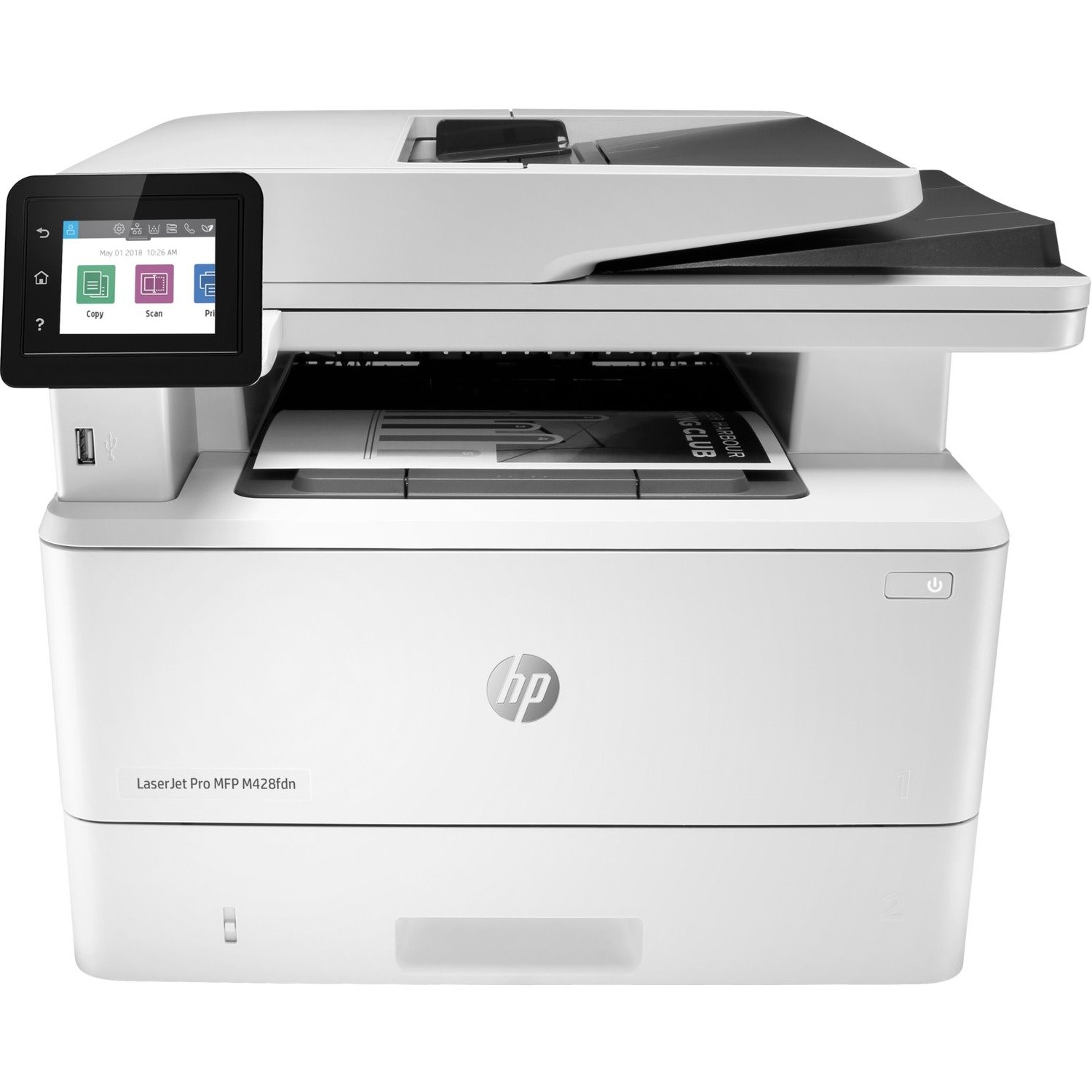 HP LaserJet Pro M428f M428fdn Laser Multifunction Printer-Monochrome-Copier/Fax/Scanner-38 ppm Mono Print-4800x600 Print-Automatic Duplex Print-80000 Pages Monthly-350 sheets Input-Color Scanner-Monochrome Fax-Gigabit Ethernet