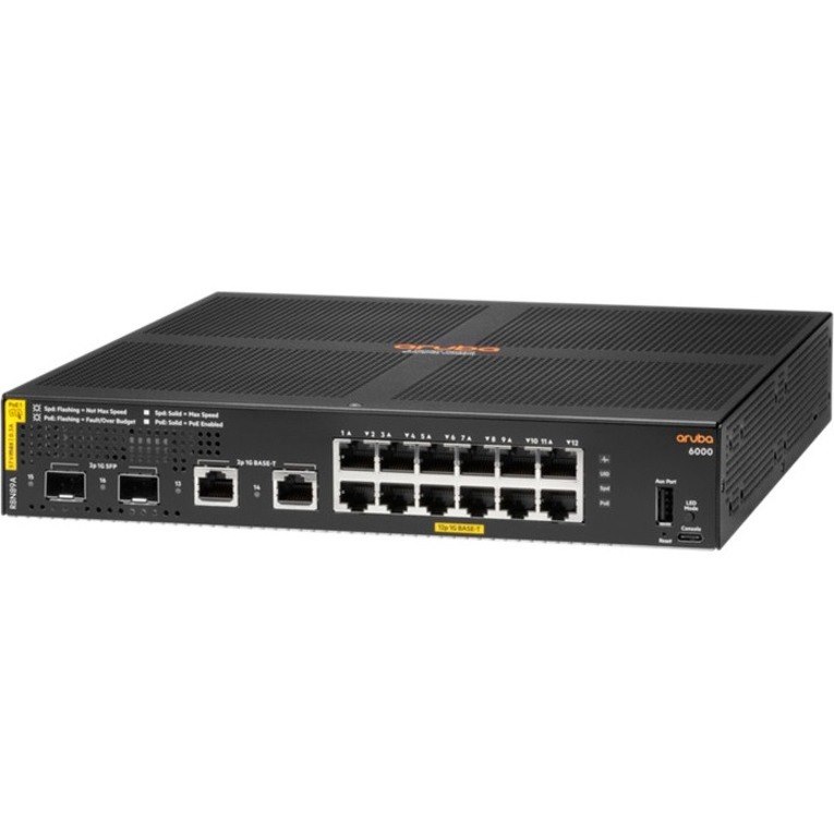 HPE CX 6000 12 Ports Manageable Ethernet Switch - Gigabit Ethernet - 10/100/1000Base-T, 1000Base-X