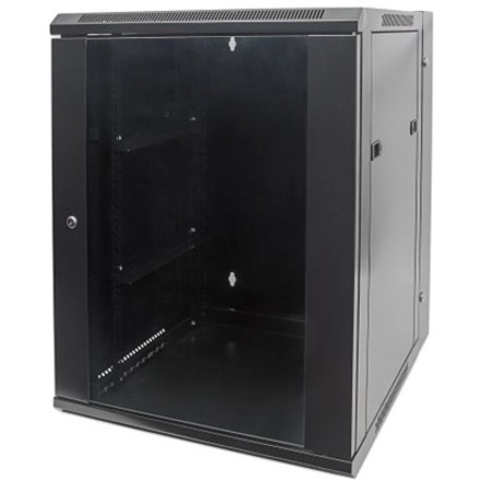 Intellinet 48,3CM Wandverteiler 15He 550MM Tief Mit Schwenkrahmen 19 Zoll HxBxT 770X600X550MM Vollstaendig Montiert Schwarz