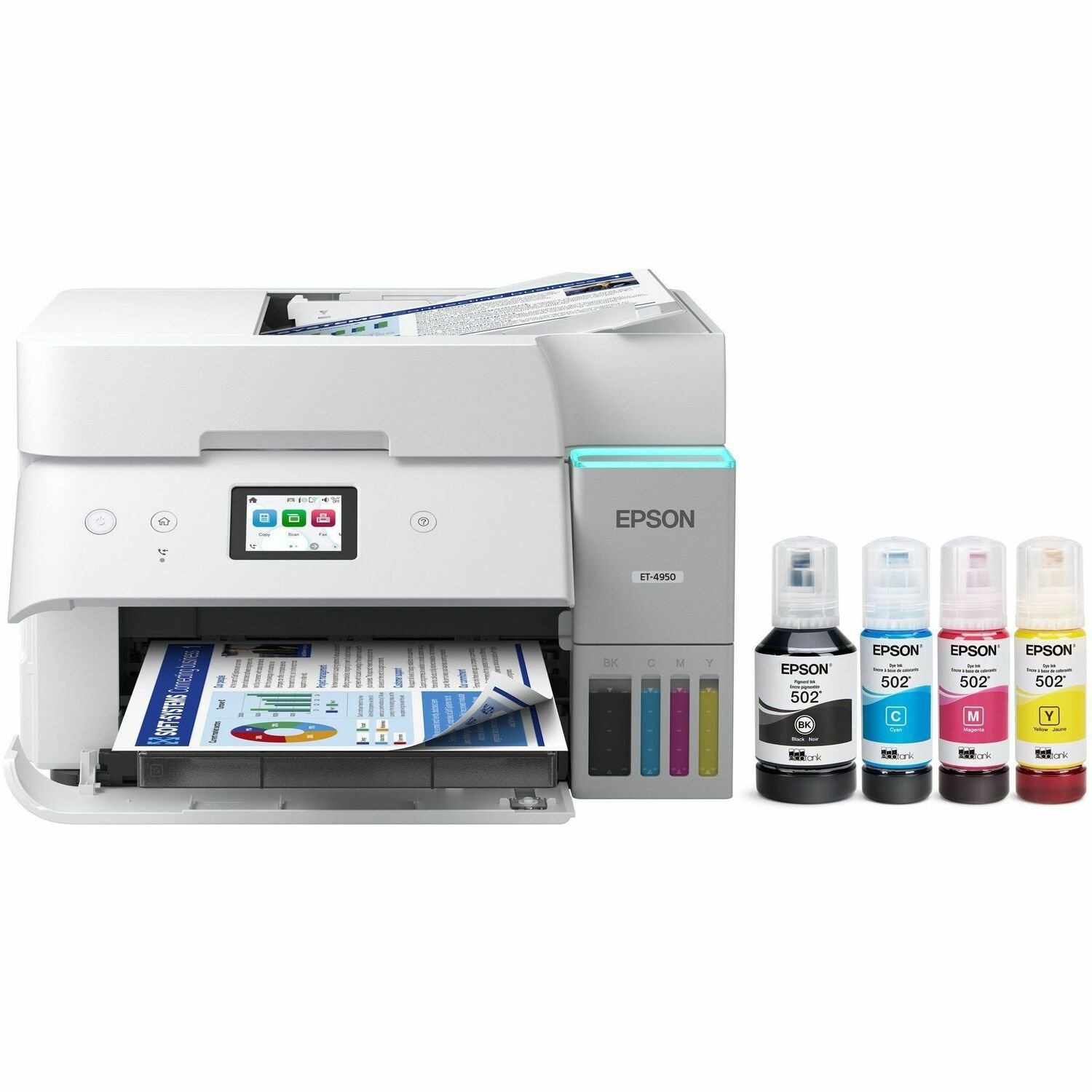 Epson ET-4950 Wired & Wireless EcoTank Inkjet Multifunction Printer - Color - White