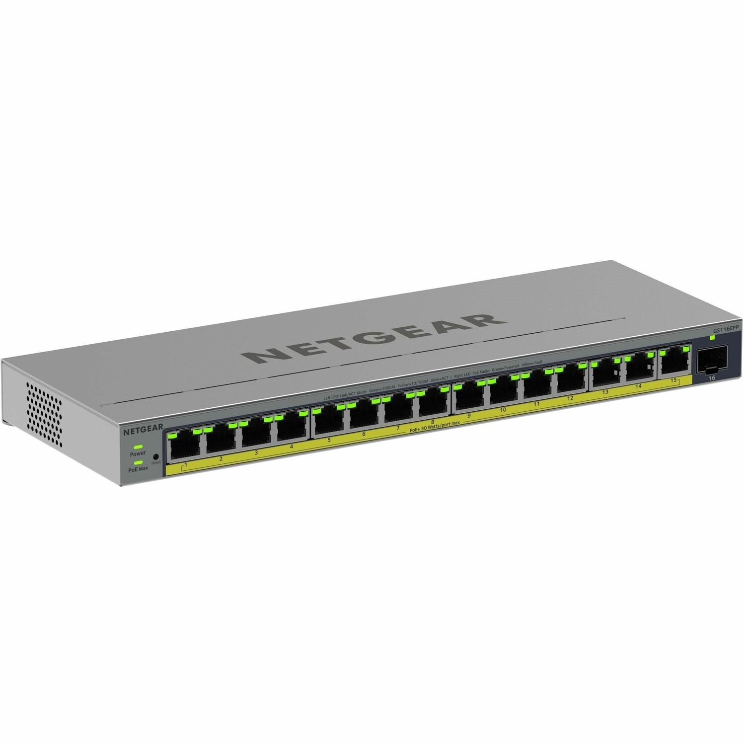 Netgear Business GS116EPP 15 Ports Manageable Ethernet Switch - Gigabit Ethernet - 10/100/1000Base-T, 1000Base-X
