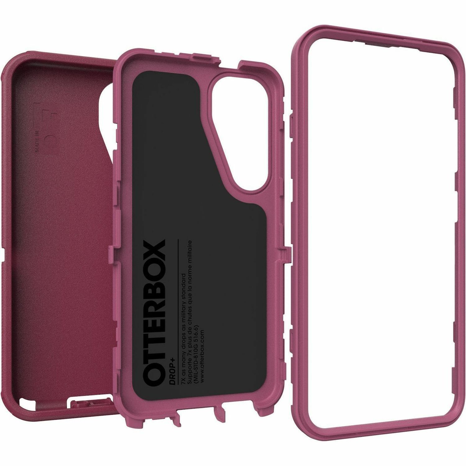 OtterBox Defender Case for Samsung Galaxy S25 Smartphone - texture delivers greater grip - Foxberry (Pink)