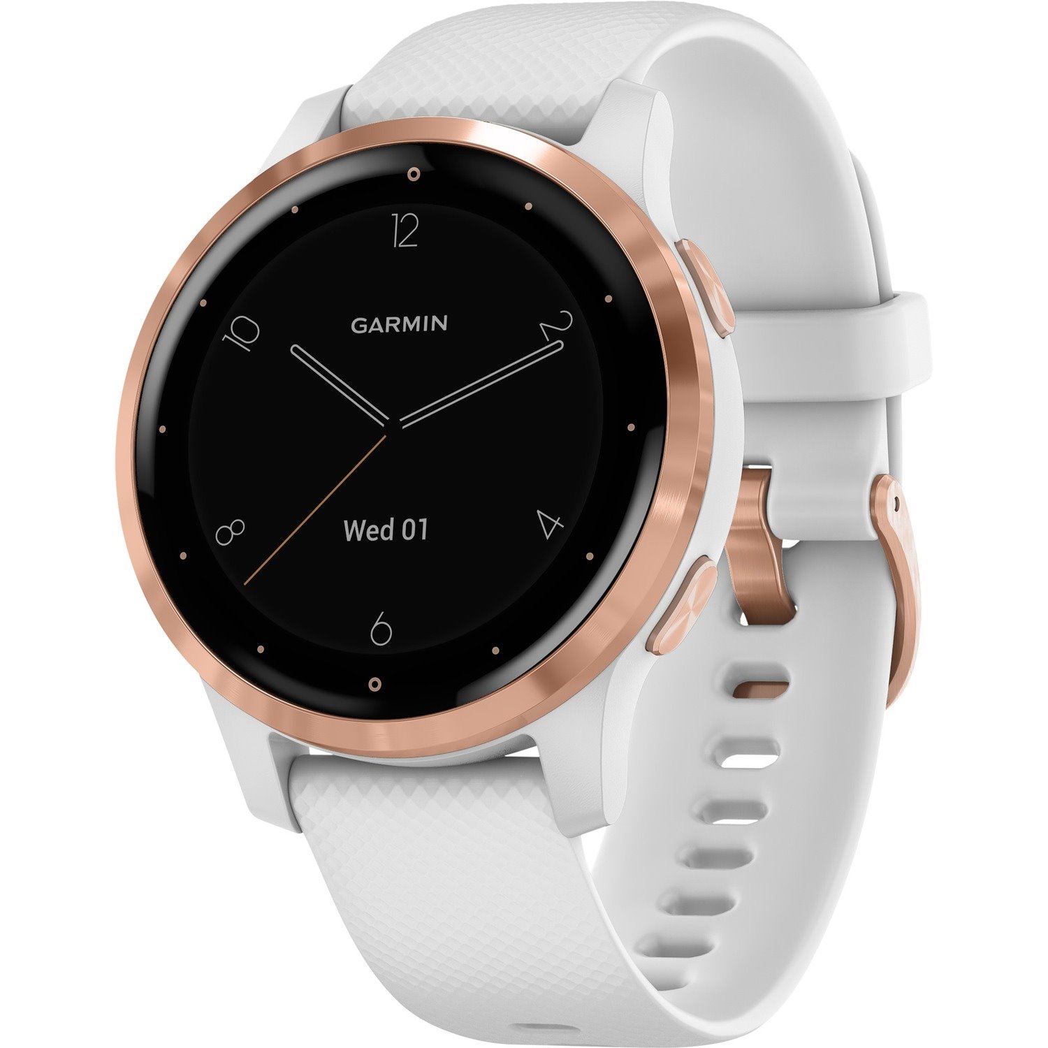 Garmin v&iacute;voactive 4S GPS Watch - Round Case Shape - 40 mm Case Width - White, Rose Gold Body Color - Stainless Steel Body Material - Fiber Reinforced Polymer, Polymer Case Material - Silicone Band Material - Wireless LAN
