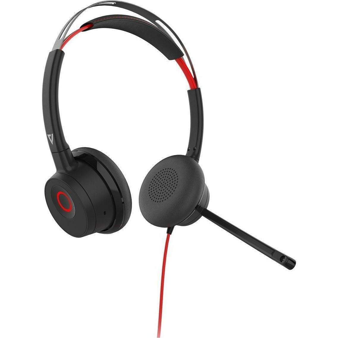 V7 HU621 Premium Headset - Noise Cancellation - ENC Mic - ANC -USB-A/C - Black