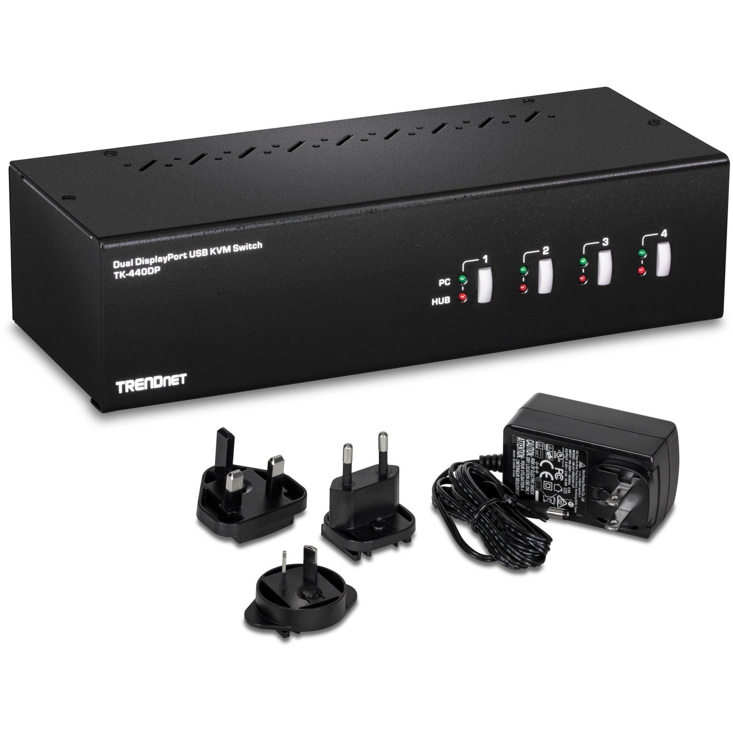 TRENDnet 4-Port Dual Monitor DisplayPort KVM Switch With Audio, 2-Port USB 2.0 Hub, 4K UHD Resolution Up To 3840 x 2160, Connect 4 DisplayPort Monitors, Dual Monitor 4 Port KVM Switch, Black, TK-440DP