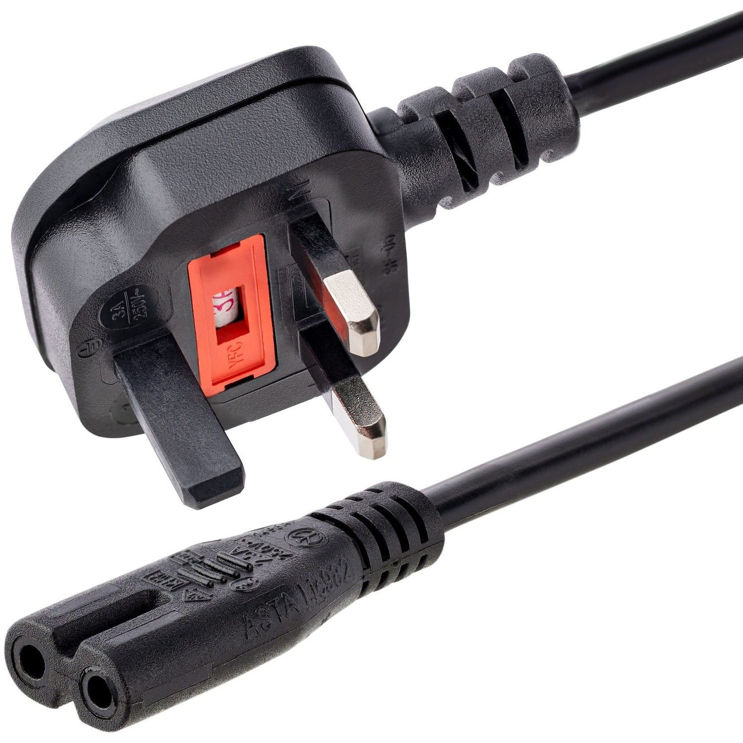 StarTech.com 2m UK Laptop Stroomkabel, BS 1363 naar C7, 2.5A 250V, 18AWG, Zwart, UK Laptop Lader Kabel / Laadkabel, UL-Listed