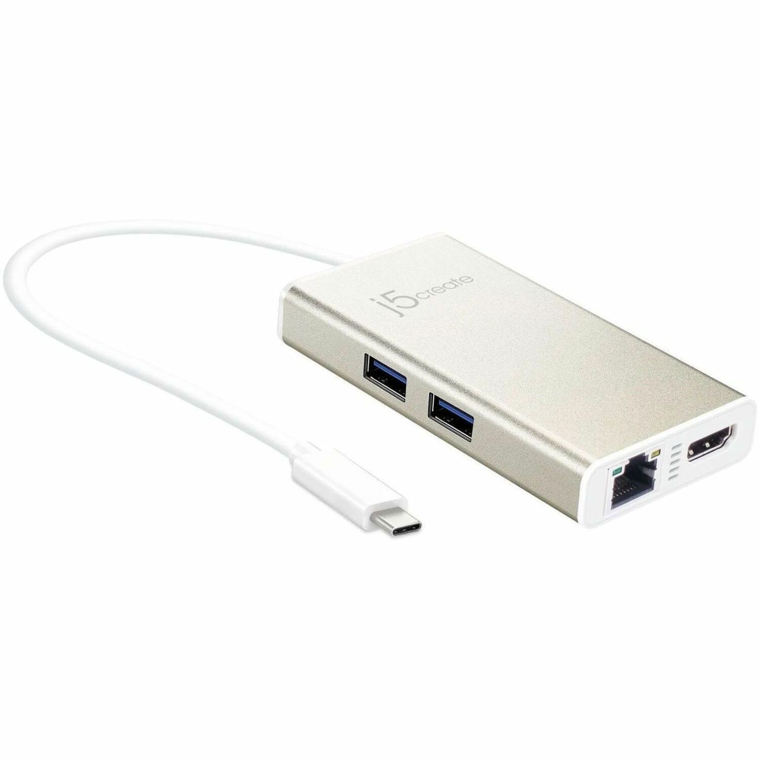 J5create Jca374 Usb-C Type-C Multi Adapter - (Usb-C To 2 X Usb 3.0, Gigabit Ethernet Port, Hdmi)