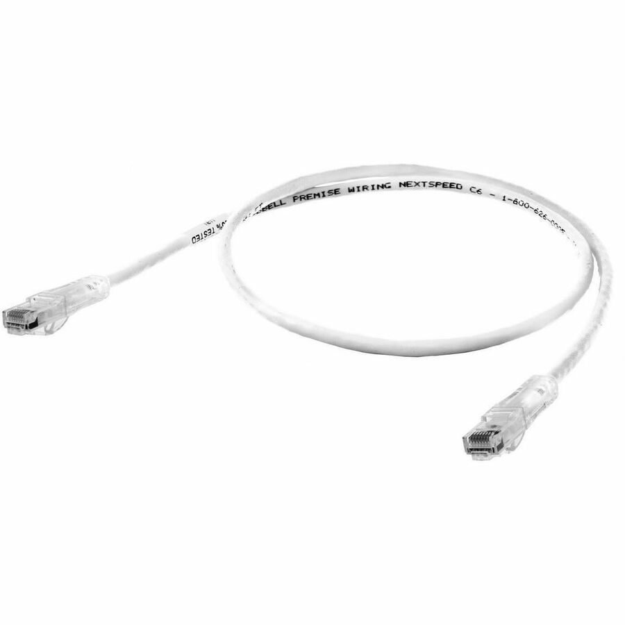 Hubbell Premise Wiring Patch Cords, NEXTSPEED Cat6, Secure Boot, White, 7' Length