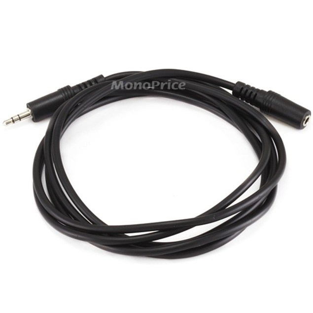 Monoprice 6ft 3.5mm Stereo Plug/Jack M/F Cable - Black