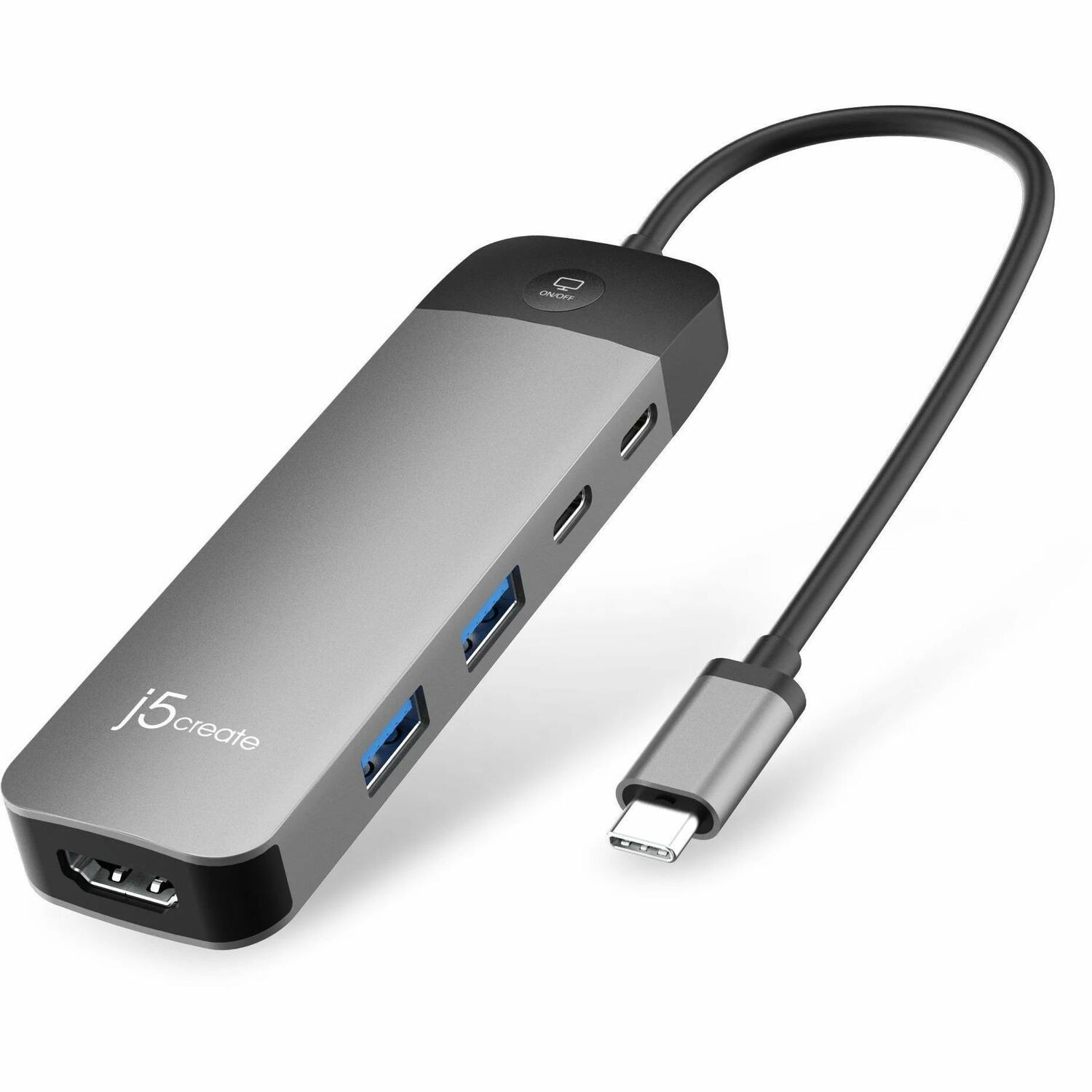 j5create JCD3002 7 Port(s) USB Type C Docking Station for Notebook - Charging Capability - Space Gray