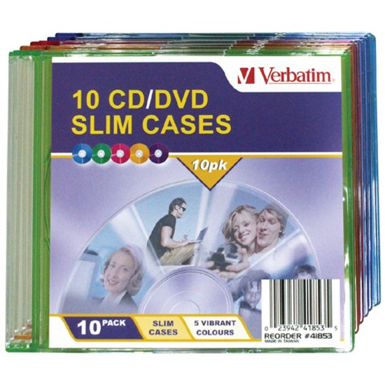 Verbatim CD/DVD Coloured Slim Cases 10 Pack