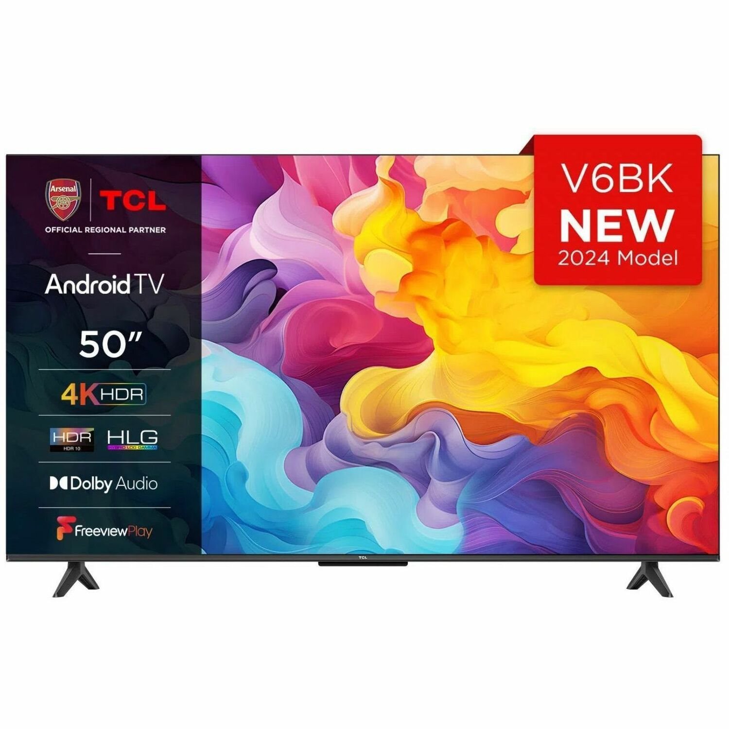 TCL V6B 50V6BK 50" (127 cm) Smart LED-LCD TV 2024 - 4K UHDTV - High Dynamic Range (HDR) - Brushed Titanium Metal
