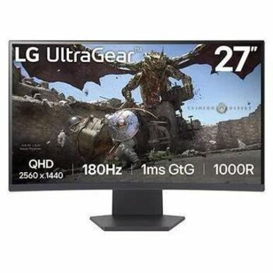 LG UltraGear 27GS60QC-B 27" Class WQHD Curved Screen Gaming LED Monitor - 16:9 - Dark Grey, Purple