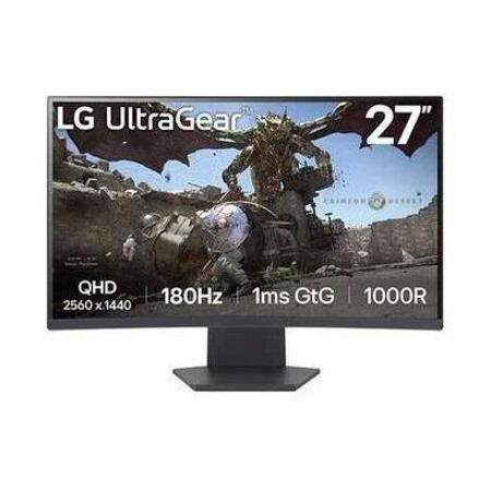LG UltraGear 27GS60QC-B 27" Class WQHD Curved Screen Gaming LED Monitor - 16:9 - Dark Grey, Purple