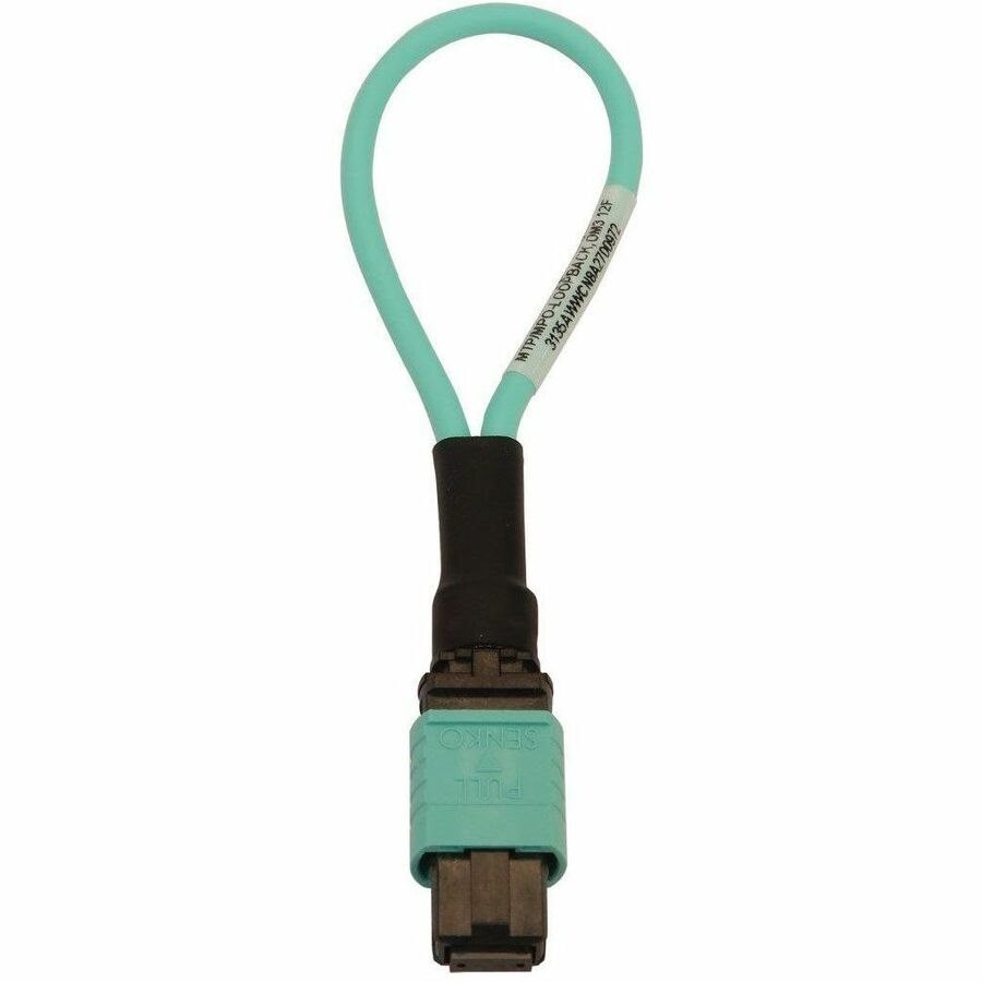 Eaton Tripp Lite Series Multimode 50/125 OM3 Loopback Fiber Optic Cable Tester (12F MTP/MPO Female), LSZH, Aqua