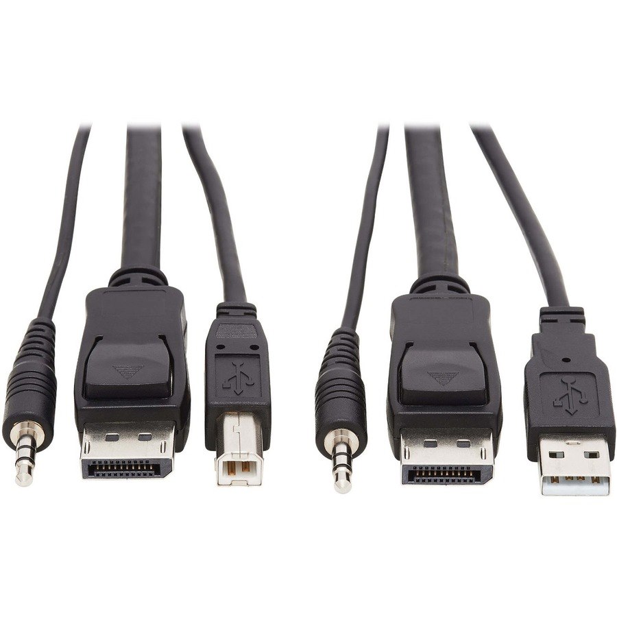 Tripp Lite by Eaton DisplayPort KVM Cable Kit, 3 in 1 - 4K DisplayPort, USB, 3.5 mm Audio (3xM/3xM), 4:4:4, 10 ft. (3.05 m), Black