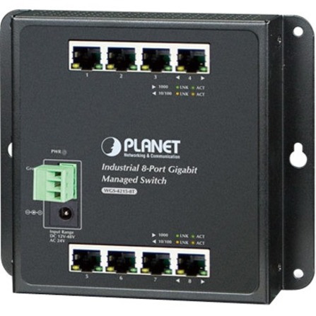 Planet Industrial 8-Port 10/100/1000T Wall-mount Managed Switch (-40~75 degrees C)