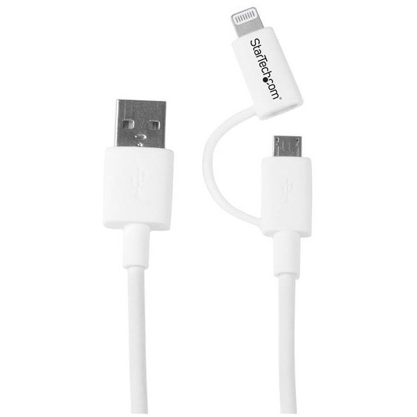 StarTech.com 1m (3ft) Apple Lightning or Micro USB to USB Cable for iPhone / iPod / iPad - White