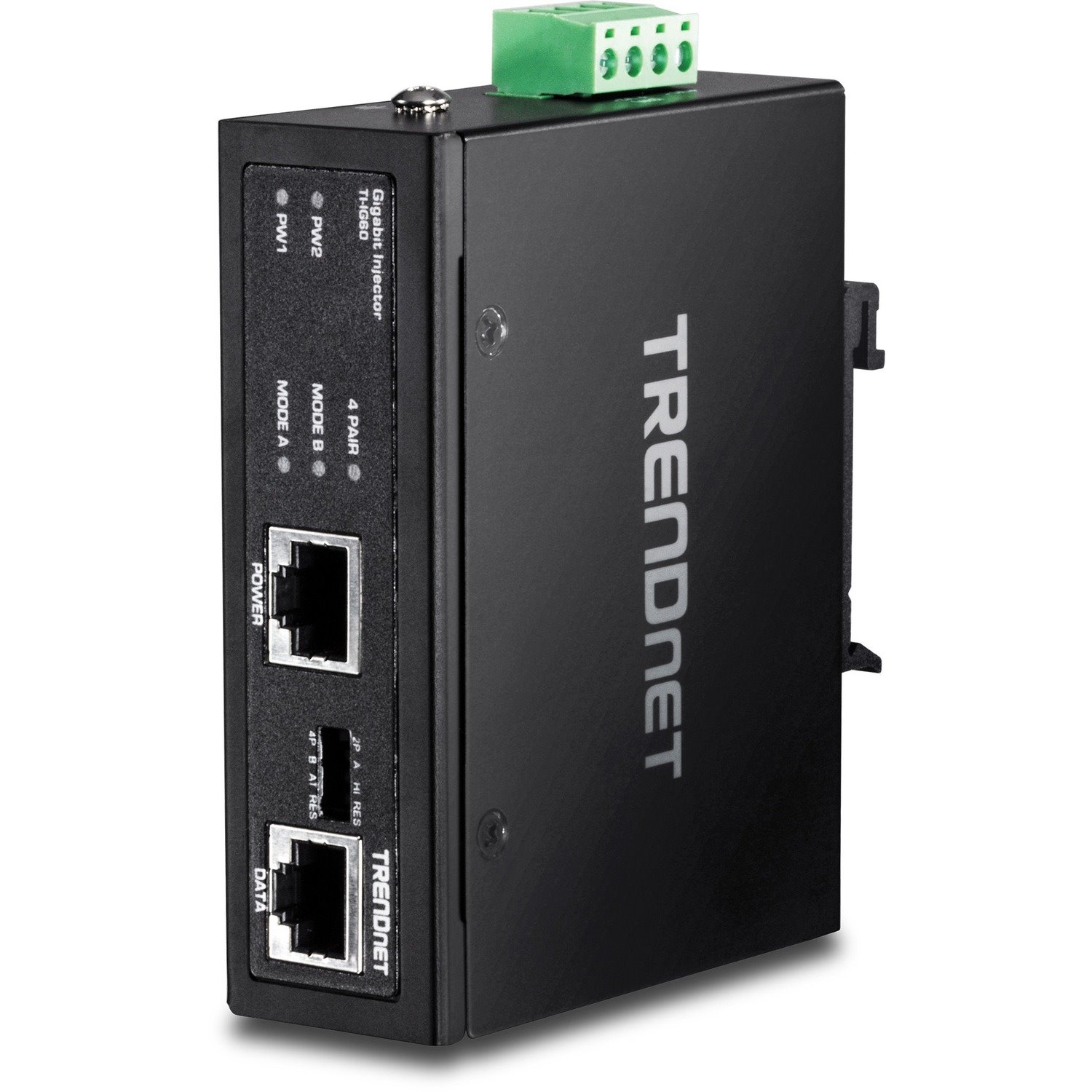 TRENDnet Hardened Industrial 60W Gigabit PoE+ Injector, DIN-Rail Mount, IP30 Rated Housing, Includes DIN-rail & Wall Mounts, TI-IG60