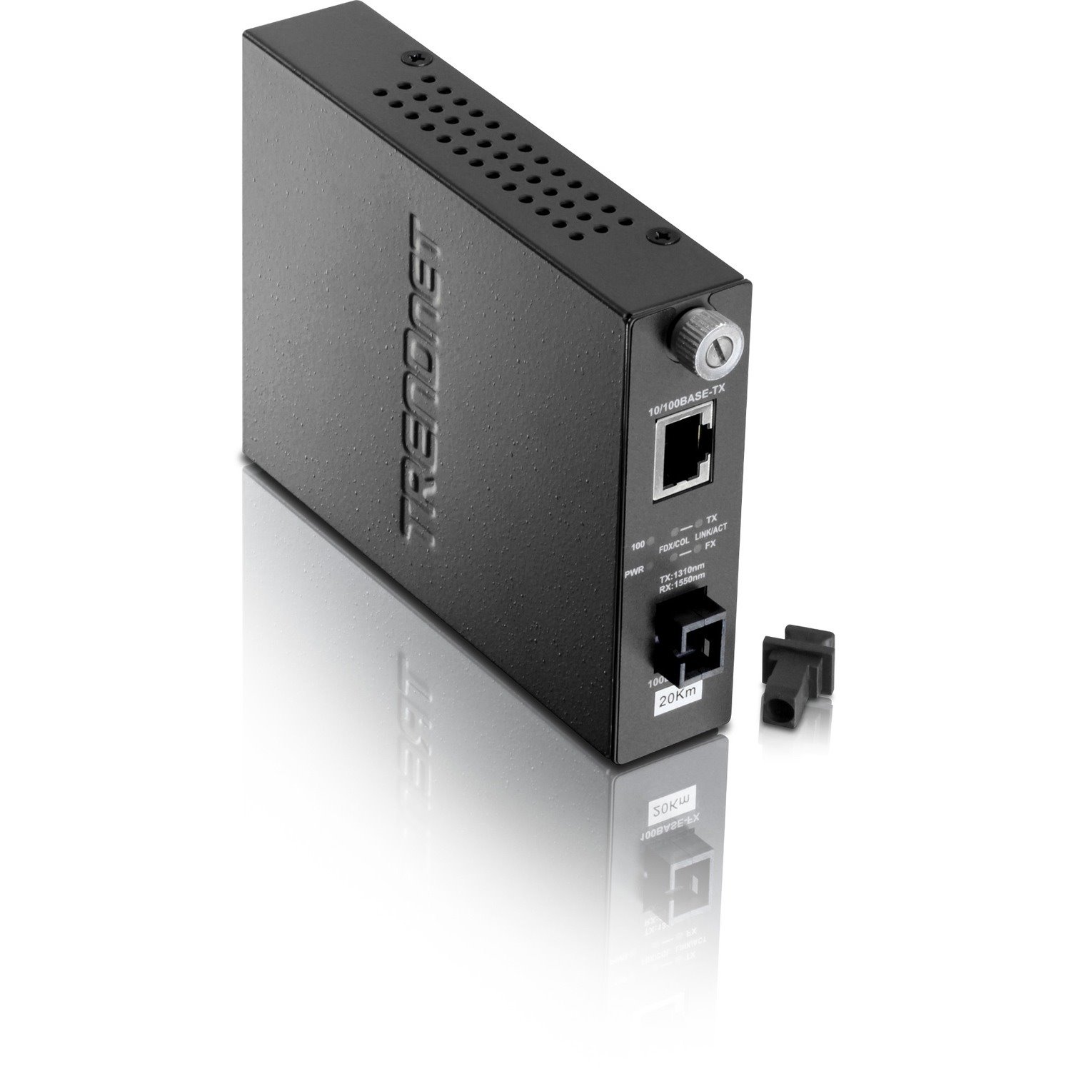 TRENDnet 10/100Mbps TX to 100Base-FX Dual-Wavelength Single-Mode Fiber Media Converter; Use with TFC-110S20D5; Up to 20km (12.4 Miles); Fiber to Ethernet Converter; Lifetime Protection; TFC-110S20D3