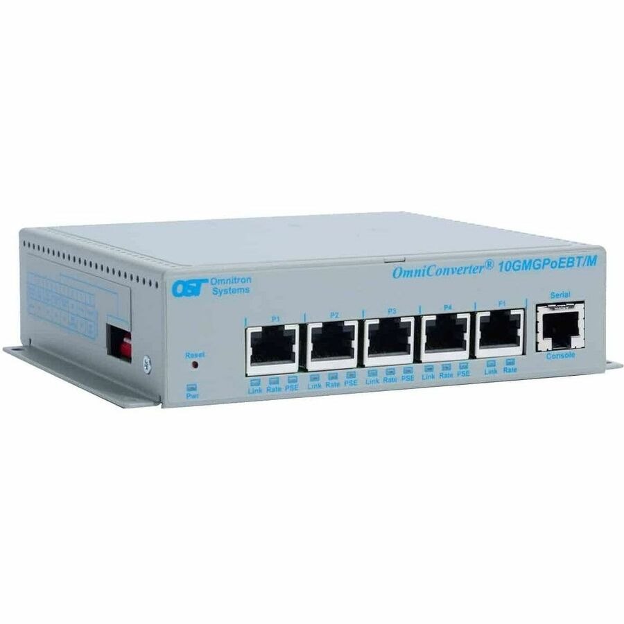 Omnitron Systems OmniConverter 10GMGPoEBT/M, 1x RJ-45, 4x RJ-45 PoE/PSE, 5 Year Warranty