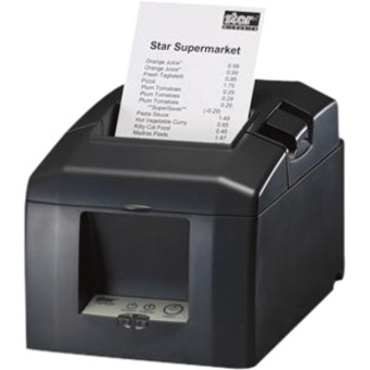 Star Micronics TSP654IISK Desktop Direct Thermal Printer - Monochrome - Label Print - Ethernet - With Cutter - Gray