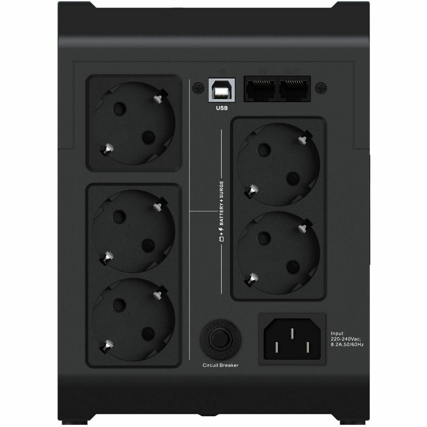 Vertiv PowerUPS 200 Essential PSA6E-1600IT-SCH, 1600VA/925W, AVR, User-Replaceable Batteries, Battery Backup, 5 Schuko Outlets, Two-Year Warranty